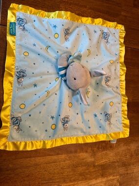 Goodnight Moon Plush Bunny Rabbit lovey blue & yellow trim stars security blan